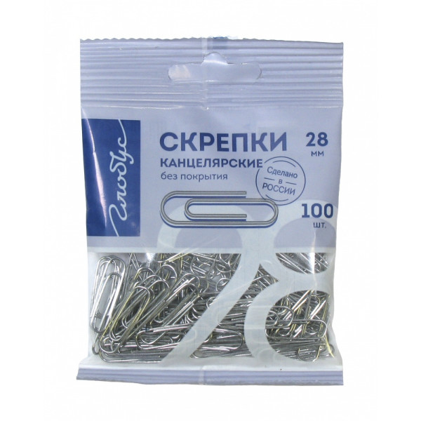 Скрепки, 28 мм, 100 шт., арт. С28-100 Пл