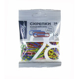 Скрепки, 28 мм, 100 шт., цветные, в пакете, арт. С28-100 П Пл