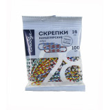 Скрепки, 28 мм, 100 шт., цветные, ЗЕБРА, арт. С28-100 П3 Пл