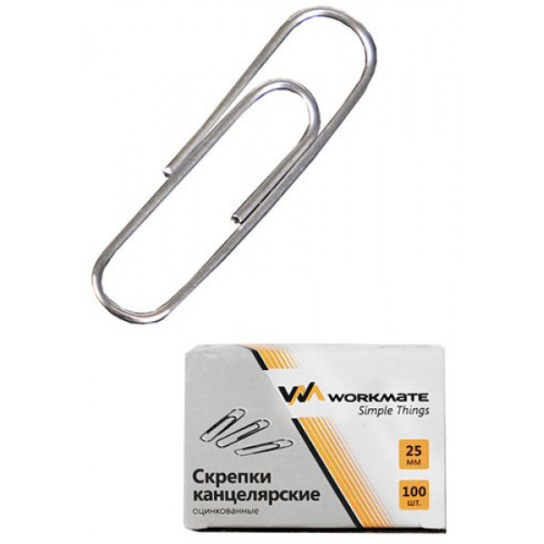 Скрепки, 25 мм, 100 шт, овальный профиль, оцинкованные, арт. 067000106