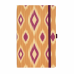 Блокнот А5 130*210 мм., 96 л., св-кремовый, лин. Ikat mustard blush тверд. обл., искусств. матер., на резинке, оранжевый/бордовый