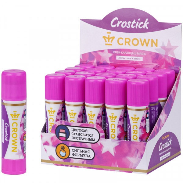 Клей-карандаш Crown Indicator, 15г, с цветным индикатором, ПВП CG-15M