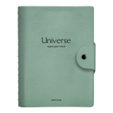 Блокнот А5 140*200 мм, 96 л., в клетку Universe спираль сбоку, мягк. обл. кожзам., мятный
