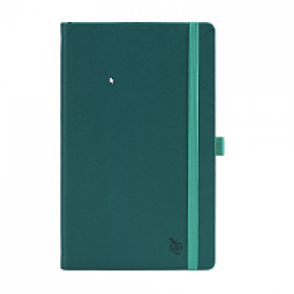 Блокнот А5 130*210 мм, 96 л., тонир. лин. Appeel Classic Teal интегральн. обл. кожзам., на резинке, зеленый