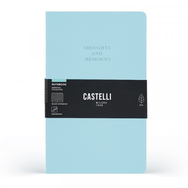 Блокнот А5 130*210 мм, 96 л., св-кремовый, лин. Essential Light Blue интегральн. обл. картон., св.-голубой/срез св.-голубой
