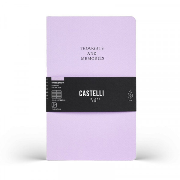 Блокнот А5 130*210 мм, 96 л., св-кремовый, лин. Essential Lilac интегральн. обл. картон., лиловый, срез лиловый