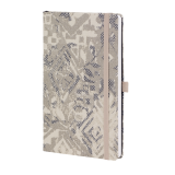 Блокнот А5 130*210 мм., 96 л., св-кремовый, лин. Shabby silver texture тверд. обл., искусств. матер., на резинке, бежевый/серебристый