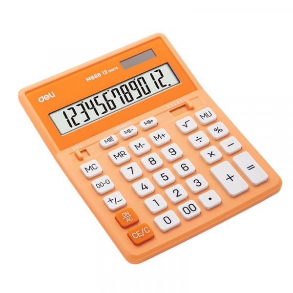 Кальк. наст. 12р. EM888A Deli оранжевый, пласт., 202,2*158,5*31,3 мм