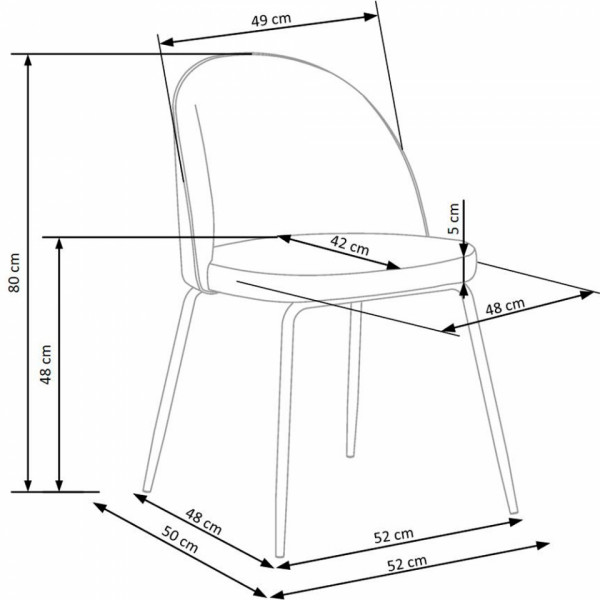 Стул HALMAR K314, каркас-сталь с покрытием, ткань, синий 