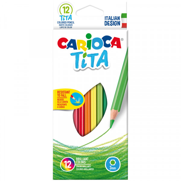 Карандаши цветные пластиковые Carioca Tita, 12цв., заточен., картон, европодвес 42793