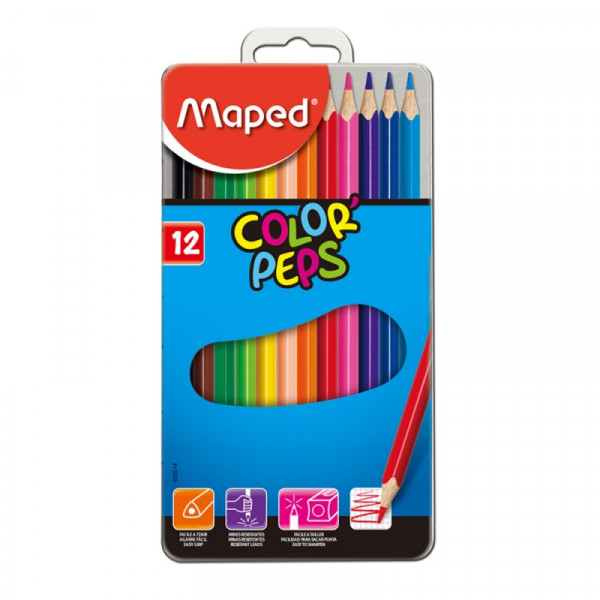 Цв. карандаши 12 шт. Maped метал. упак. -30