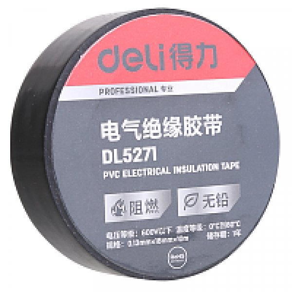 Изолента ПВХ Deli 18 мм*10 м, 130 мкм, черный