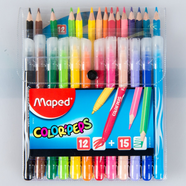 Цв. карандаши 15 шт. Maped +фломастеры 12 шт. -30