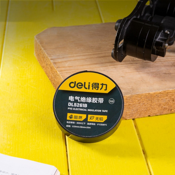 Изолента ПВХ Deli YS DL5261B черная, 18 мм*20 м, 130 мкм