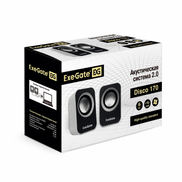 Акустическая система 2.0 ExeGate Disco 170 83700 Black/White 2x3W
