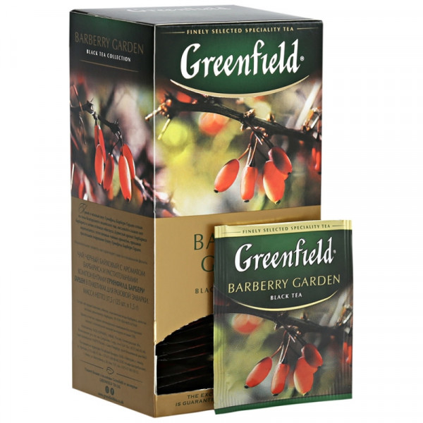 Чай Greenfield 25 пак*1,5 гр., индийский черный, с ягод. и аром.барбар., Barberry Garden