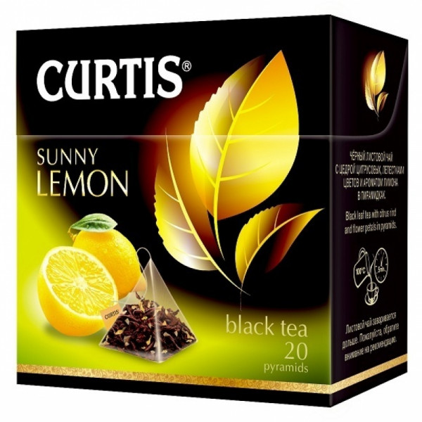 Чай Curtis 20 пак*1,7 гр., черный, пирамидка, с кусочк. цитрусов., Sunny Lemon Чай Curtis 20 пак*1,7 гр., черный, пирамидка, с кусочк. цитрусов., Sunny Lemon