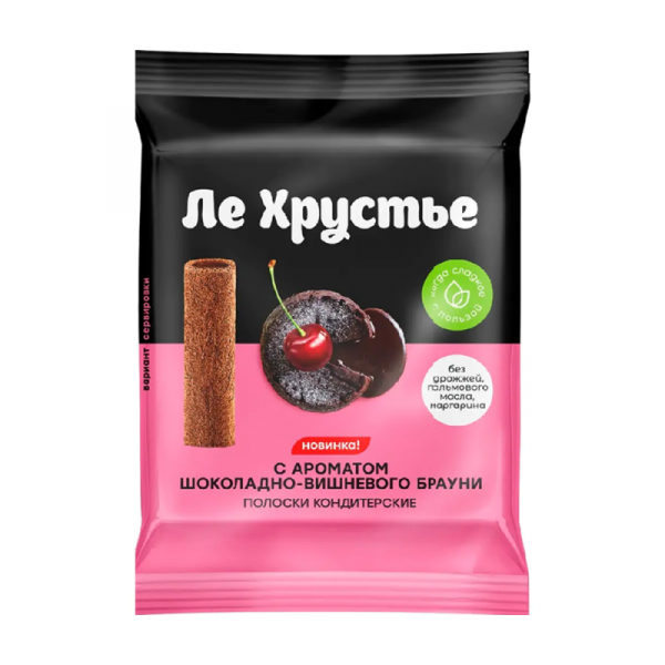 Полоски кондитерские ЛеХрустье 100 гр., с ароматом шоколадно-вишневого брауни 