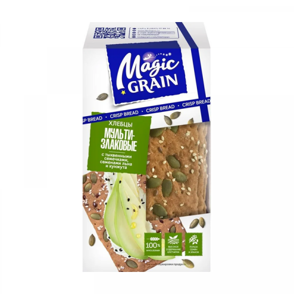 Хлебцы Magic Grain 160 гр., мультизлаковые с тыквенными семечками,,семенами льна и кунжута