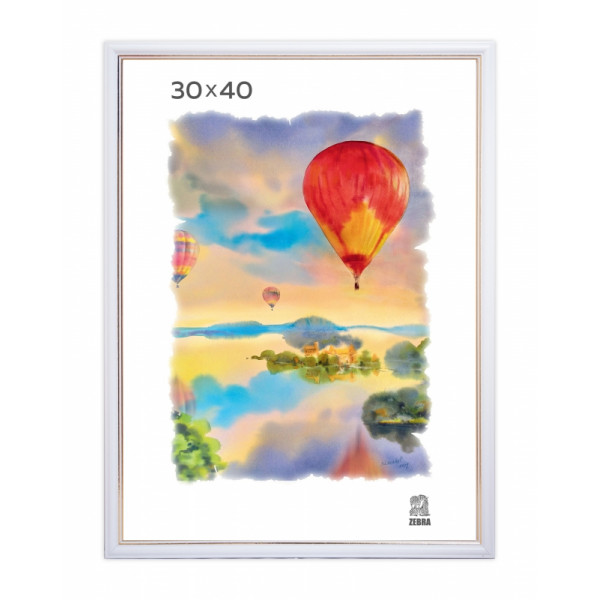 Фоторамка 30*40 см, 15 мм П1-100 Zebra пласт., со стеклом, белый