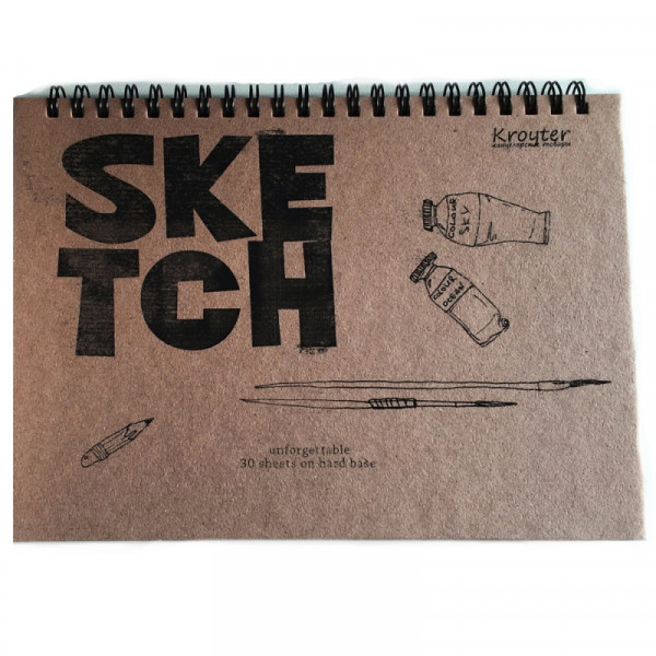 Альбом д/эскизов А5 30 л. Крафт спираль, ассорти