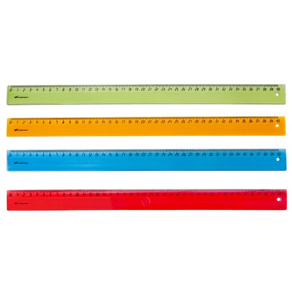 Линейка Workmate 40см, флюоресцентная, прозрачная, пластиковая, 4цв., 182001500