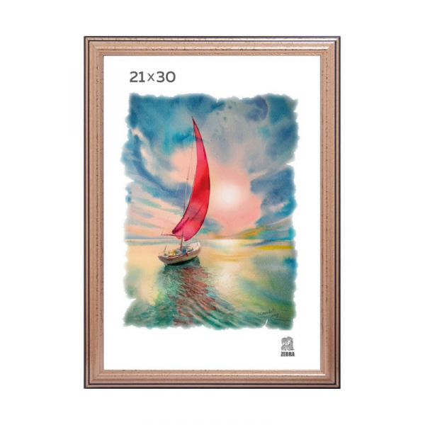 Фоторамка 21*30 см, 19 мм П3-309 Zebra пласт., со стеклом, золотой