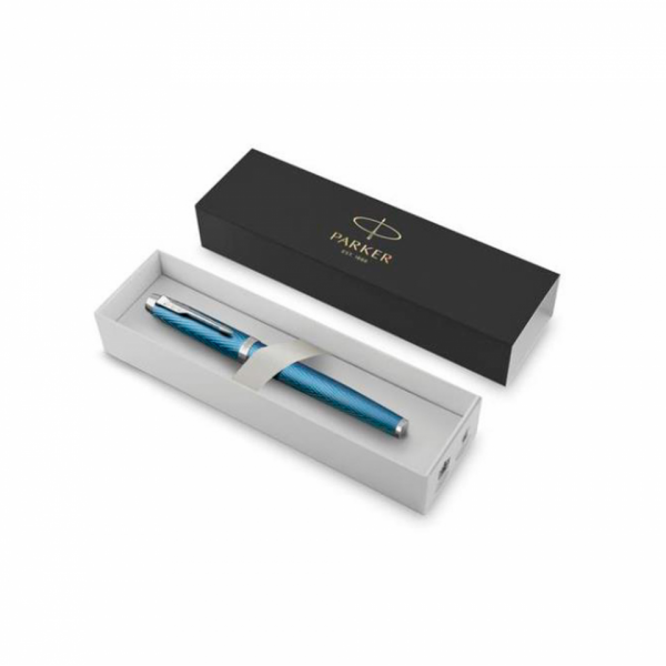 Ручка роллер IM Premium Blue Grey CT 0,5 мм, метал., подарочн. упак., синий/серый, стерж. черный
