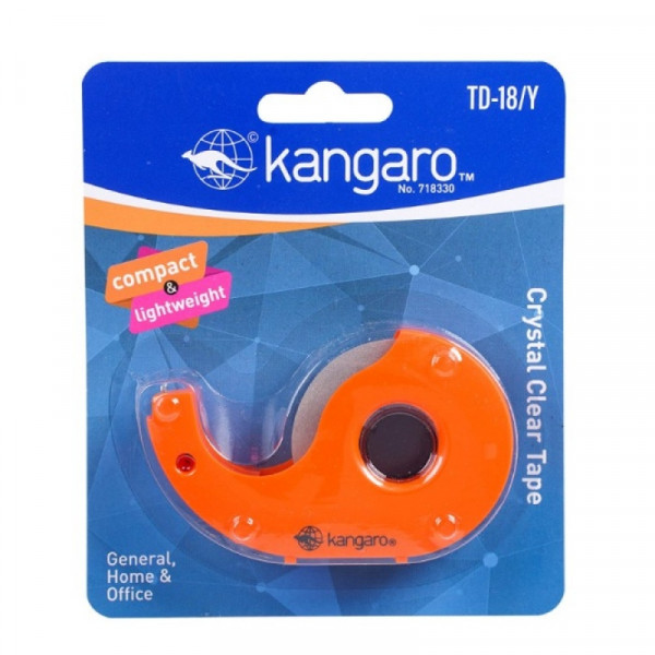 Диспенсер д/клейк. ленты Kangaro TD-18/Y пласт., 24 м*18 мм, ассорти