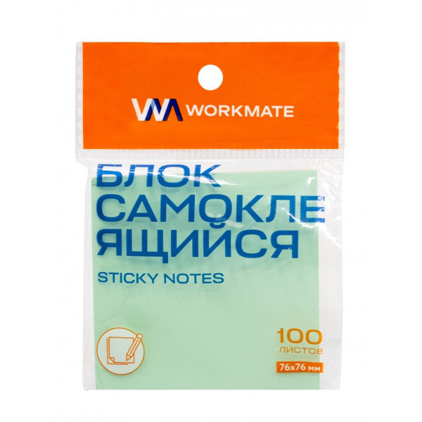Блок самоклеящийся Workmate, 76х76 мм, 100 листов, 4-х цветная, 70г/м, OFFICE LINE, 003000500