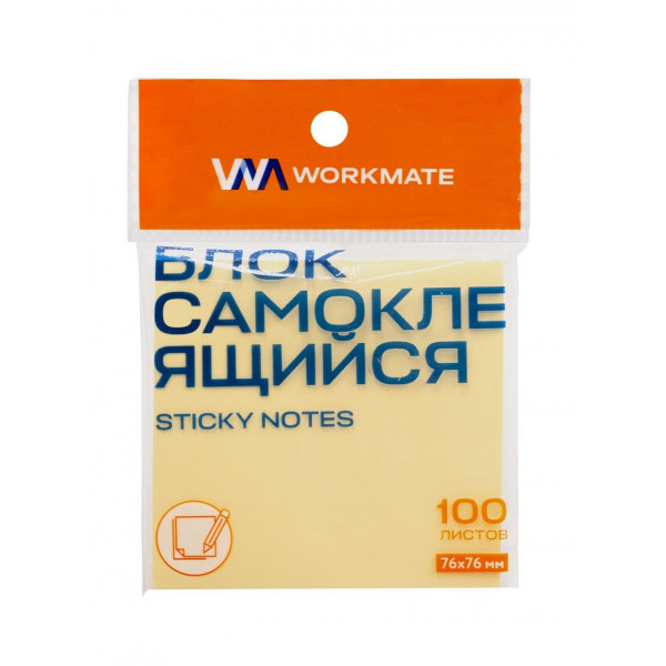 Блок самоклеящийся 76х76 мм, пастельно-желтый, 100 листов, Workmate *12/384, 003000308 Блок самоклеящийся 76х76 мм, пастельно-желтый, 100 листов, Workmate *12/384, 003000308