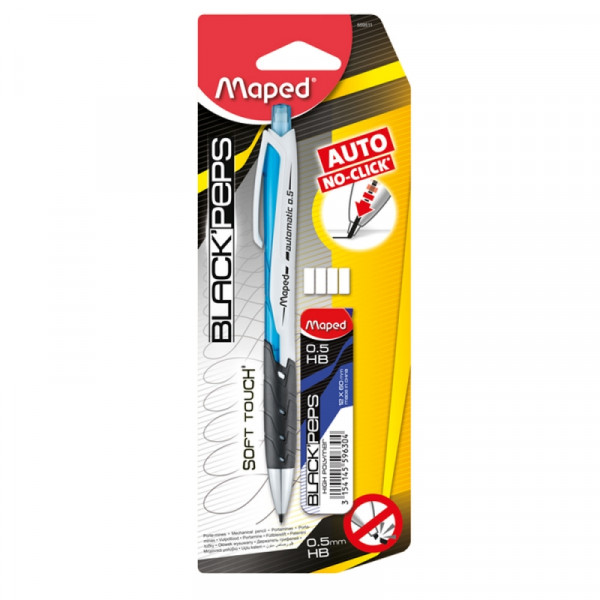 Карандаш автомат. Black Peps 0,5 мм, пласт., +грифель, блистер, ассорти -30