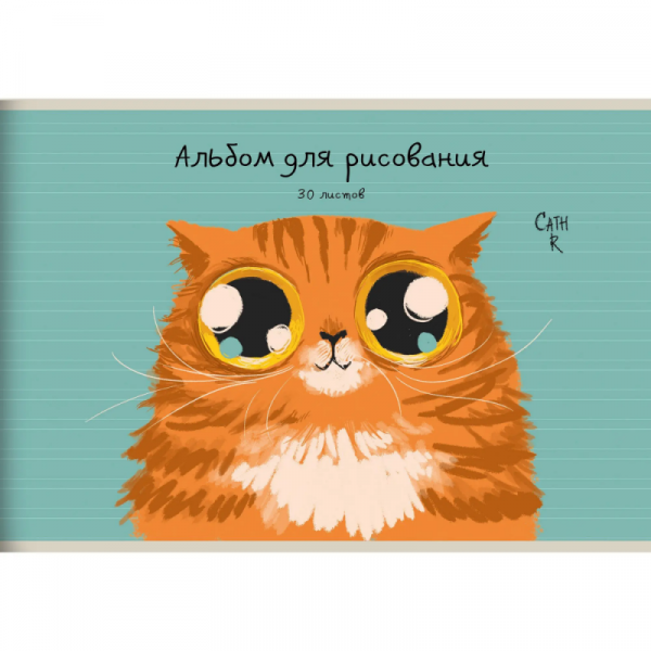 Альбом д/рисования A4 30 л. Рыжий кот Эксклюзив на скобе