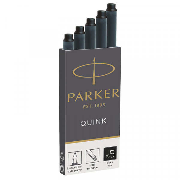 Картридж с чернилами QUINK для перьевой ручки, LONG, упаковка из 5 шт., арт. PARKER-S0116240, PARKER-S0116200, цвет чернил черный Картридж с чернилами QUINK для перьевой ручки, LONG, упаковка из 5 шт., арт. PARKER-S0116240, PARKER-S0116200, цвет чернил черный