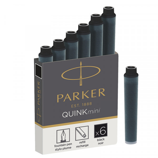 Картридж-мини с чернилами QUINK для перьевой ручки, SHORT, арт. PARKER-S0767240, арт. PARKER-S0767220, цвет чернил черный Картридж-мини с чернилами QUINK для перьевой ручки, SHORT, арт. PARKER-S0767240, арт. PARKER-S0767220, цвет чернил черный