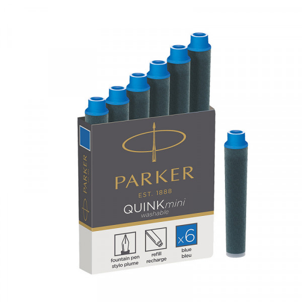 Картридж-мини с чернилами QUINK для перьевой ручки, SHORT, арт. PARKER-S0767240, арт. PARKER-S0767220, цвет чернил смываемые синий Картридж-мини с чернилами QUINK для перьевой ручки, SHORT, арт. PARKER-S0767240, арт. PARKER-S0767220, цвет чернил смываемые синий