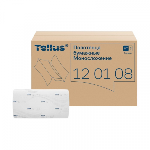 Полотенца бумажные Tellus Синглфолд Стандарт листовые, 1-сл., 250 листов, H3