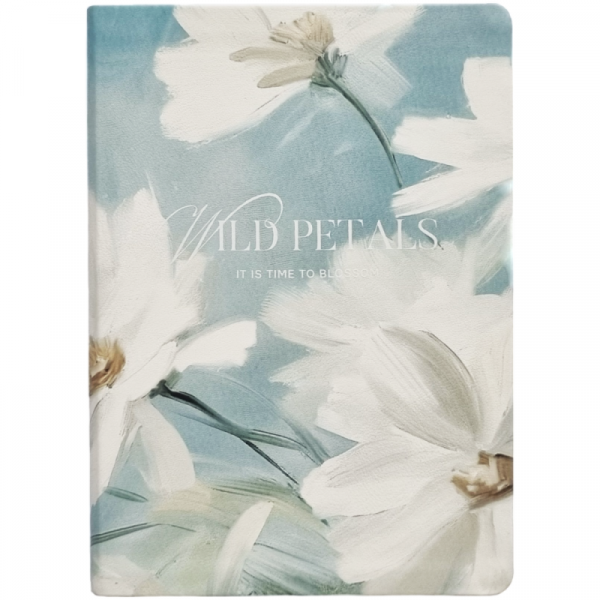 Ежедневник датир. А5 140*200 мм, 352 стр., тонир., лин. Petals мягк. обл. кожзам., три цветка 2026