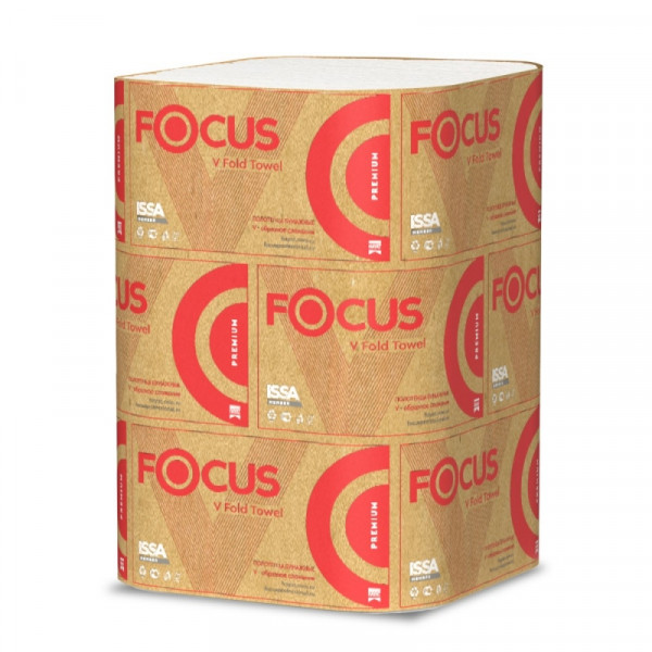 Полотенца бумажные Focus Premium V - сложение 200 листов, 2 слоя, 100 целлюлоза
