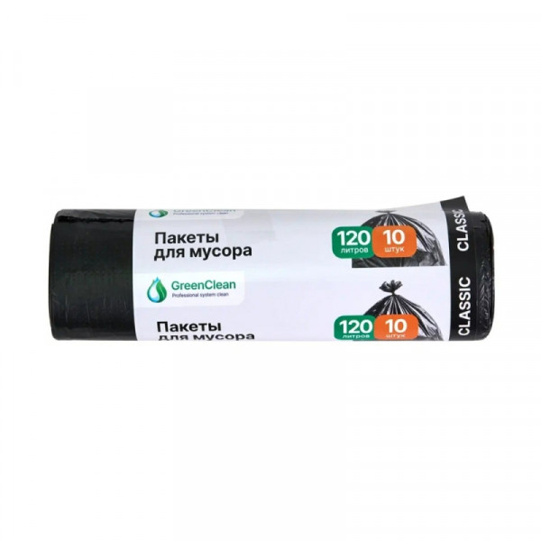 Мешки для мусора 120л 10шт/рулон ПНД Mirpack Classic 12мкм 65*100см цв.черный Мешки для мусора 120л 10шт/рулон ПНД Mirpack Classic 12мкм 65*100см цв.черный