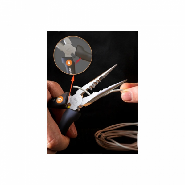 Длинногубцы Deli HS HT2106C 160 мм, Soft Touch, оранжевый