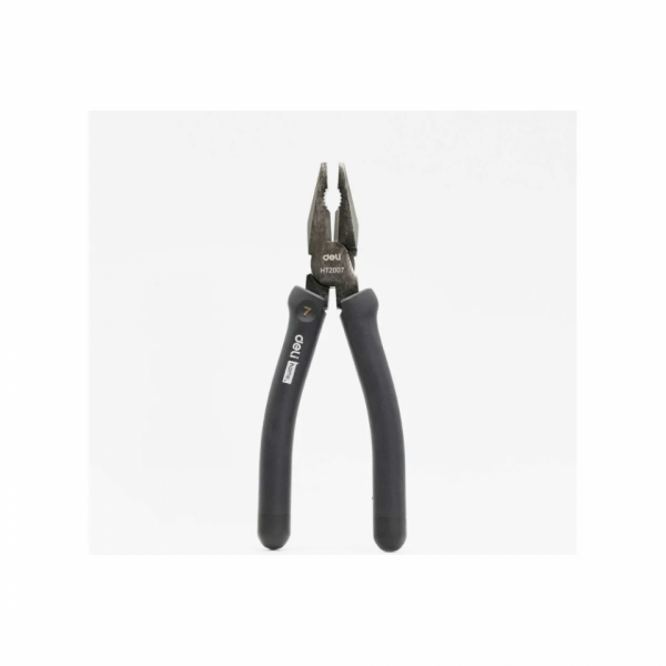 Длинногубцы Deli HS EHT2007 180 мм, Soft Touch, черный