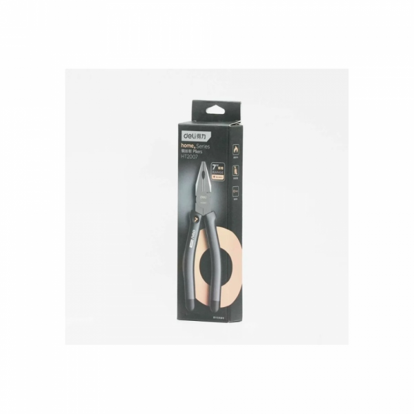 Длинногубцы Deli HS EHT2007 180 мм, Soft Touch, черный