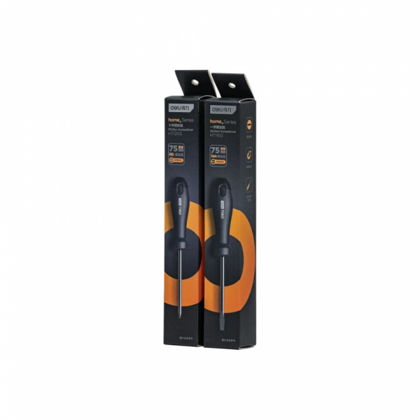 Отвертка Deli HS EHT1103 SL3*75 мм, Soft Touch, черный