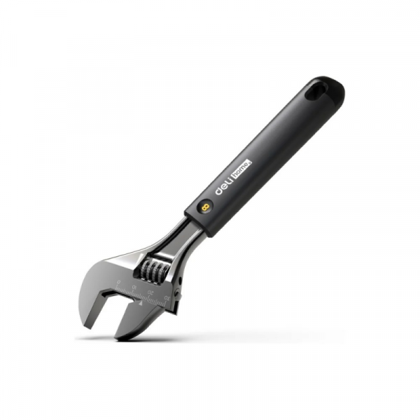 Ключ разводной Deli HS EHT1508 210 мм, раскрытие губок 0-28 мм, Soft Touch, черный