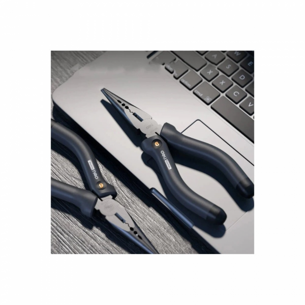Длинногубцы Deli HS EHT2106 160 мм, Soft Touch, черный