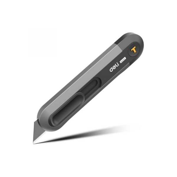 Нож строительный Deli HS EHT4008 135x30 мм, трапеция, Soft Touch, черный