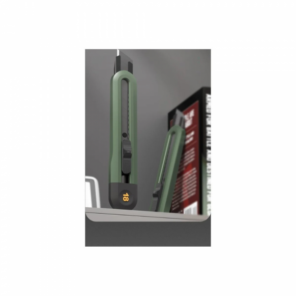 Нож строительный Deli HS EHT4018L 18 мм, Soft Touch, зеленый