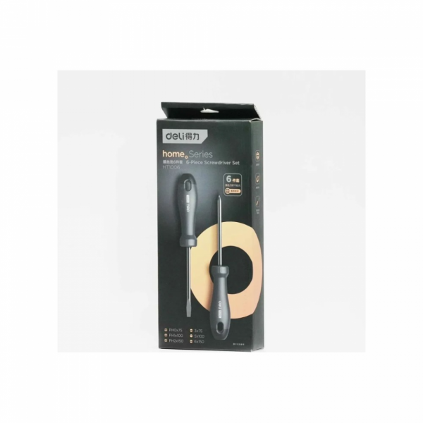 Набор отверток Deli HS EHT1006 6 шт, Soft Touch, черный