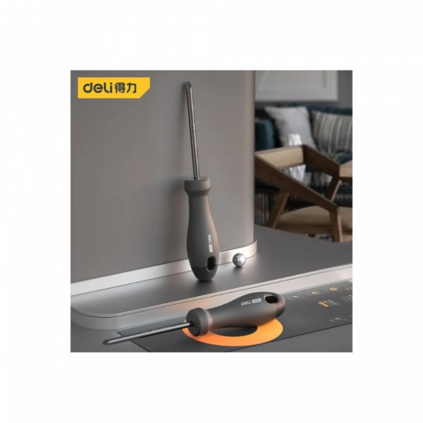 Отвертка Deli HS EHT1203 PH0*75 мм, Soft Touch, черный